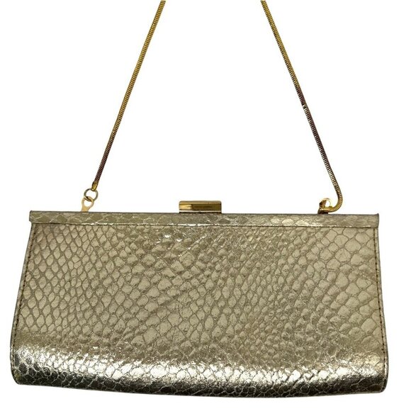 STEVE MADDEN Evening Bag Gold Tone with Chain Clutch Handbag - Picture 1 of 13